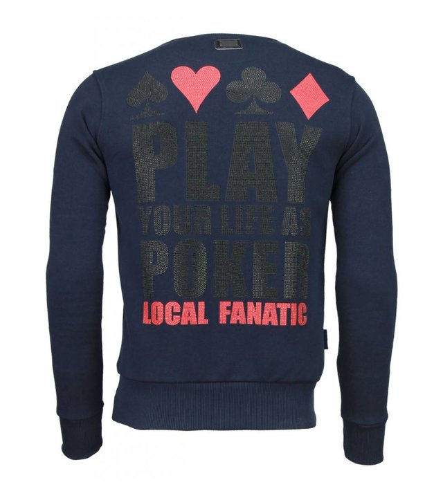 Local Fanatic Hot & Famous Poker - Bar Refaeli - Strass Sweatshirt - Marine