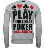 Local Fanatic Hot & Famous Poker - Bar Refaeli - Strass Sweatshirt - Grau