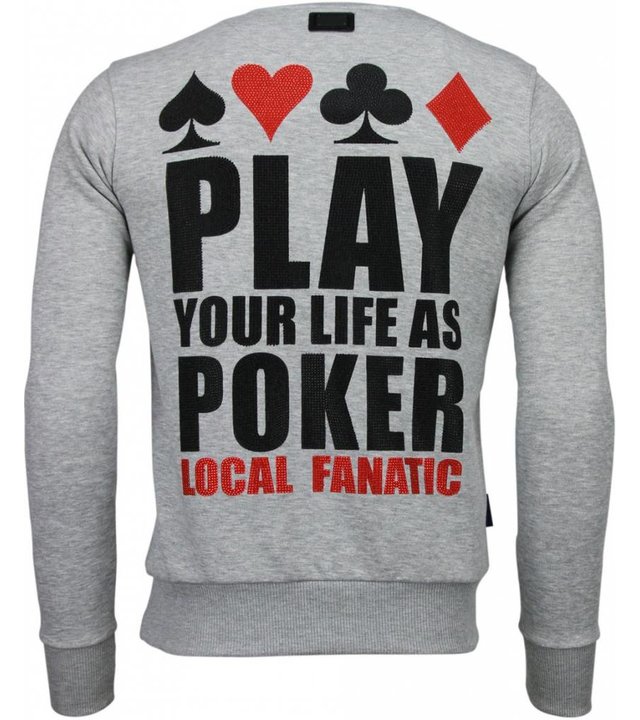 Local Fanatic Hot & Famous Poker - Bar Refaeli - Strass Sweatshirt - Grau
