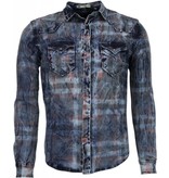 Enos Jeanshemd Herren - Slim Fit - Farbe Motiv - Blau