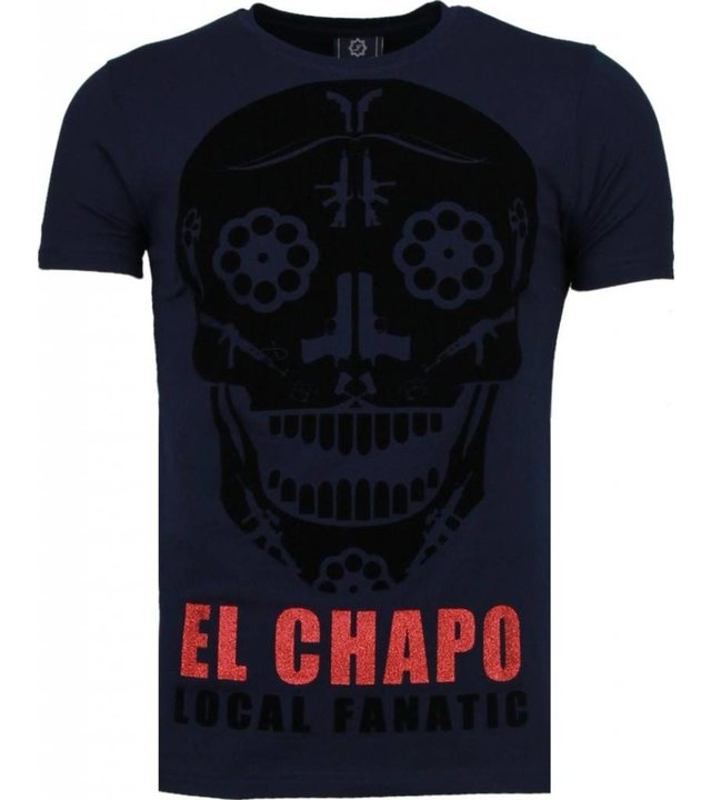 Local Fanatic El Chapo - Flockprint T Shirt Herren - Marine Blau