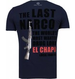 Local Fanatic El Chapo - Flockprint T Shirt Herren - Marine Blau