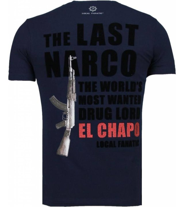 Local Fanatic El Chapo - Flockprint T Shirt Herren - Marine Blau