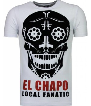 Local Fanatic El Chapo - Flockprint T Shirt Herren - Weiß