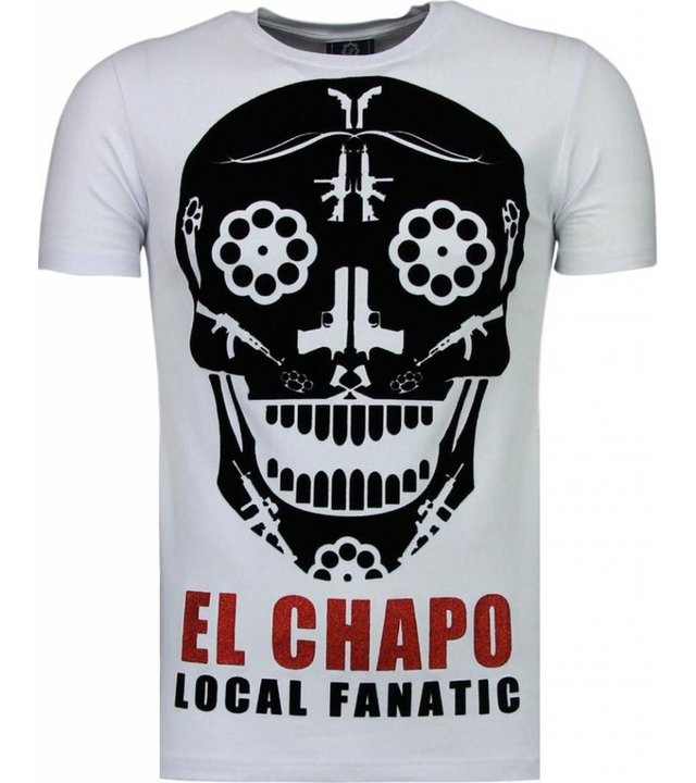 Local Fanatic El Chapo - Flockprint T Shirt Herren - Weiß