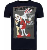 Local Fanatic Playtoy Bunny - Strass T Shirt Herren - Marine Blau