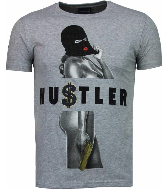 Local Fanatic Hustler - Strass T Shirt Herren- Grau