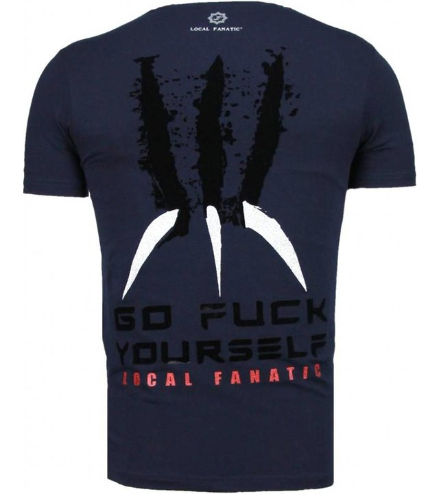 Local Fanatic Wolverine - Flockprint T Shirt Herren - Marine Blau