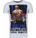 Local Fanatic Golden Boy Mayweather - Strass T Shirt Herren - Weiß