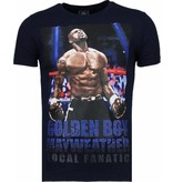 Local Fanatic Golden Boy Mayweather - Strass T Shirt Herren - Marine Blau