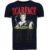 Local Fanatic Scarface Boss - Strass T Shirt Herren - Marine Blau