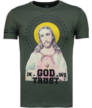 Local Fanatic Jezus - Strass T Shirt Herren - Grün
