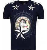 Local Fanatic Holy Mary - Strass T Shirt Herren - Marine Blau