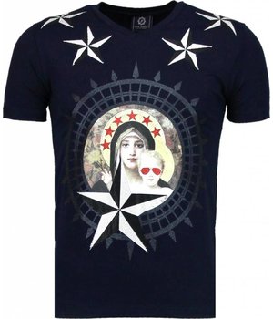 Local Fanatic Holy Mary - Strass T Shirt Herren - Marine Blau