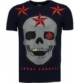 Local Fanatic Rough Player Skull - Strass T Shirt Herren - Marine Blau