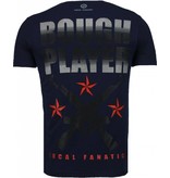 Local Fanatic Rough Player Skull - Strass T Shirt Herren - Marine Blau