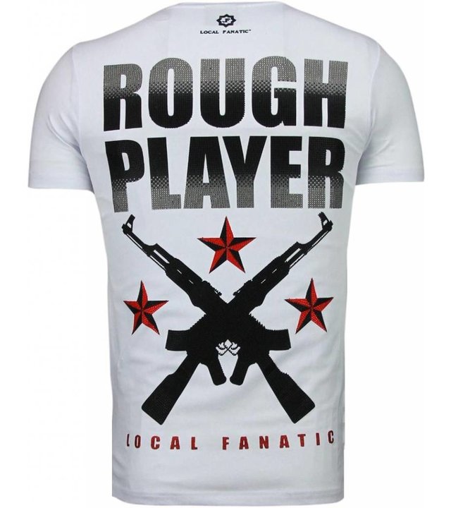 Local Fanatic Rough Player Skull - Strass T Shirt Herren - Weiß