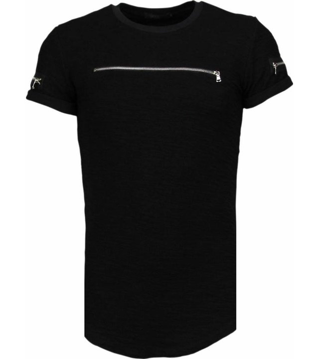 John H Zipped Chest - T Shirt Herren - Schwarz