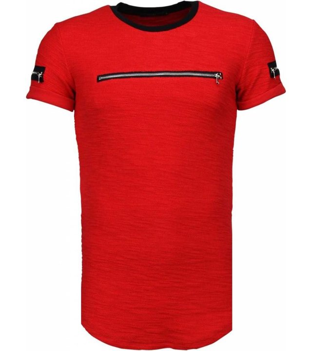 John H Zipped Chest - T Shirt Herren - Rot