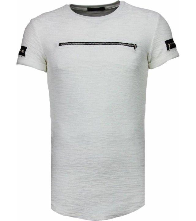 John H Zipped Chest - T Shirt Herren - Weiß