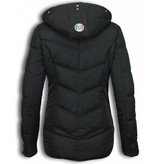 Milan Ferronetti Jacke mit Fellkragen - Winterjacke Damen Lang - Schwarz