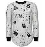 John H Paint Drops Army - Long Fit Sweatshirt - Weiß John H Paint Drops Army - Long Fit Sweatshirt - Weiß