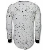 John H Paint Drops Army - Long Fit Sweatshirt - Weiß John H Paint Drops Army - Long Fit Sweatshirt - Weiß