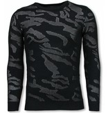 John H 3D Military Pullover - Neon Motiv - Schwarz/Weiß