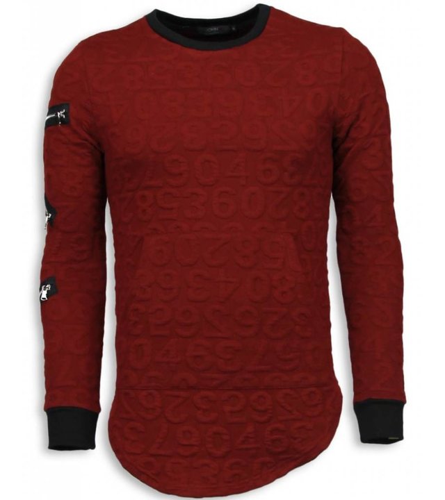John H 3D Numbered Pocket - Long Fit Sweatshirt - Rot