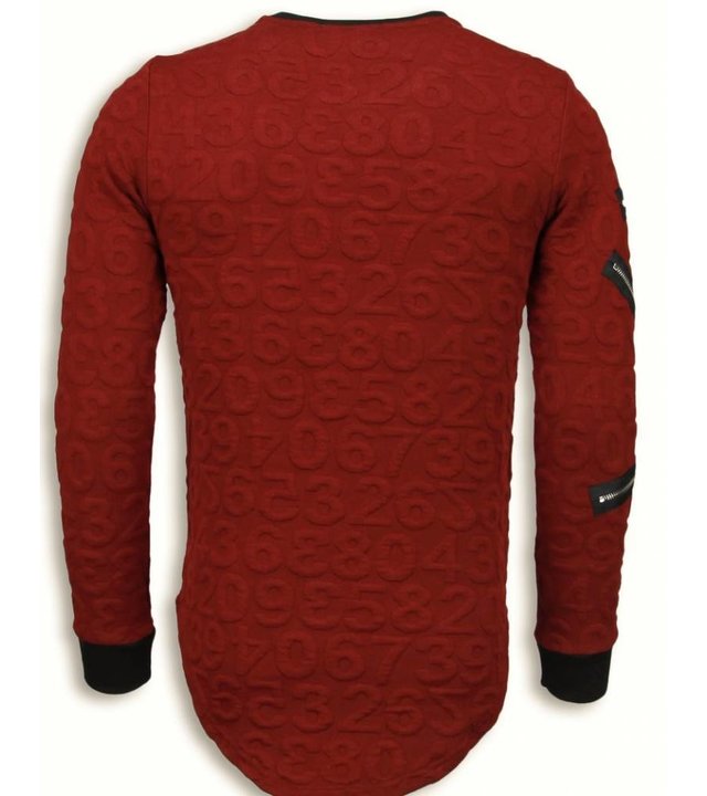 John H 3D Numbered Pocket - Long Fit Sweatshirt - Rot