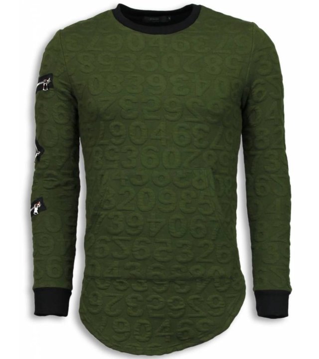 John H 3D Numbered Pocket - Long Fit Sweatshirt - Grün