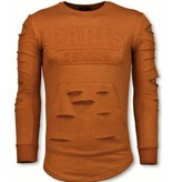 John H 3D Stamp PARIS Pullover- Damaged Sweatshirt - Orange/Brown