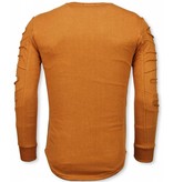 John H 3D Stamp PARIS Pullover- Damaged Sweatshirt - Orange/Brown