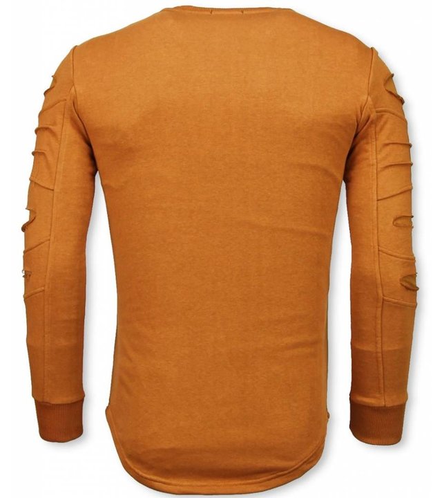 John H 3D Stamp PARIS Pullover- Damaged Sweatshirt - Orange/Brown