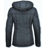 Milan Ferronetti Jacken mit Fellkragen - Winterjacken Damen Kurze - Beads Edition - Blau