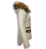 Milan Ferronetti Jacken mit Fellkragen - Winterjacken Damen Kurze - Xtra Pocket Edition - Beige