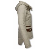 Milan Ferronetti Jacken mit Fellkragen - Winterjacken Damen Kurze - Xtra Pocket Edition - Beige