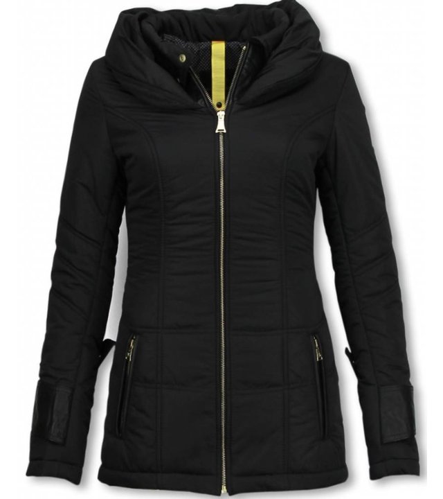 Milan Ferronetti Winterjassen - Damen Winterjacke Hälfte Lang - Regular Slim - Fit Edition - Schwarz