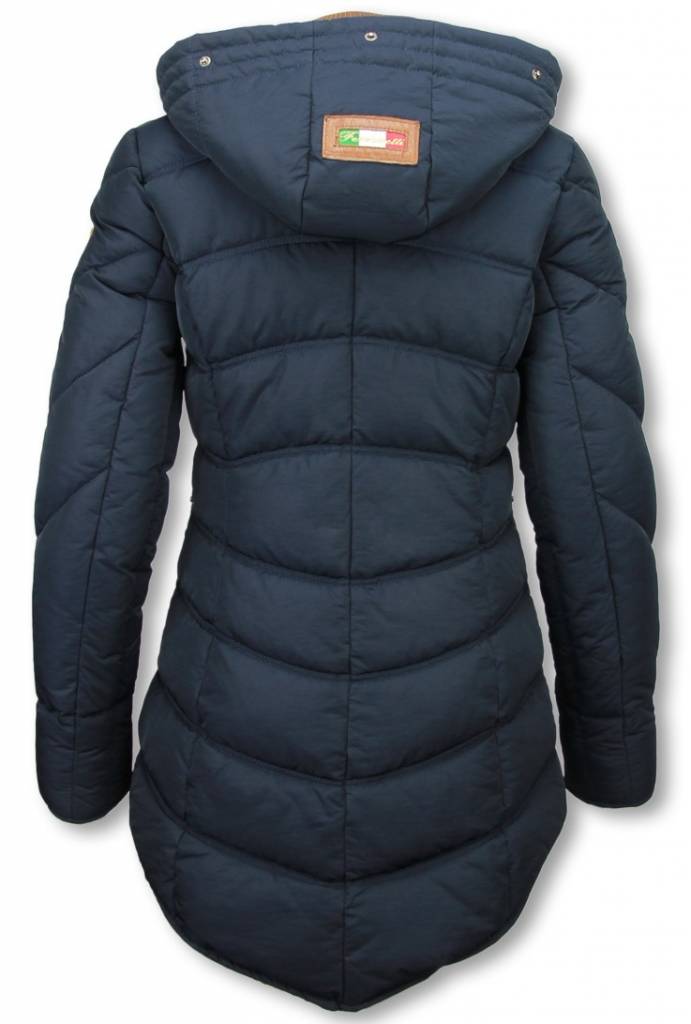 Ferronetti Fellkragen - Blau Winterjacken Jacken Damen - Country - Lange mit - Edition Milan Genäht