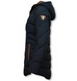 Milan Ferronetti Jacken mit Fellkragen - Winterjacken Damen Lange - Genäht - Country Edition - Blau