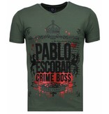 Local Fanatic Pablo Escobar Boss - Rhinestone T-shirt - Grün