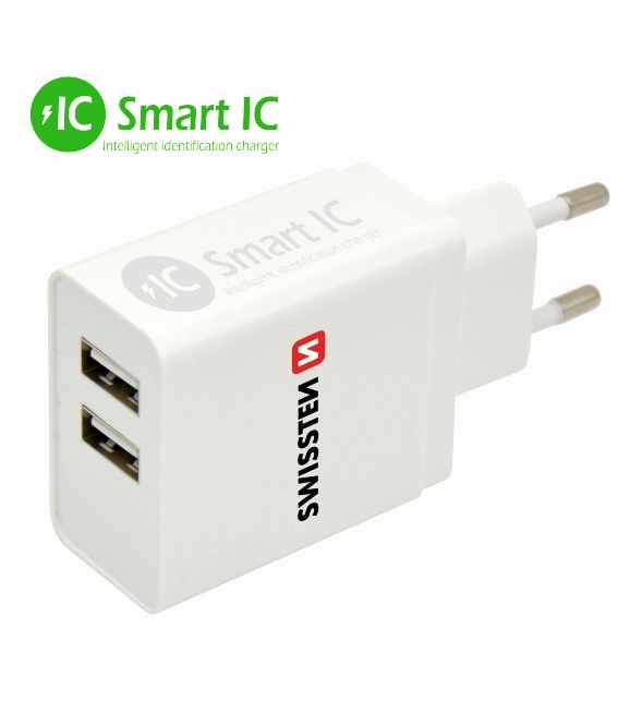 Swissten USB oplader met 2 USB Poorten - 3.1A - Wit