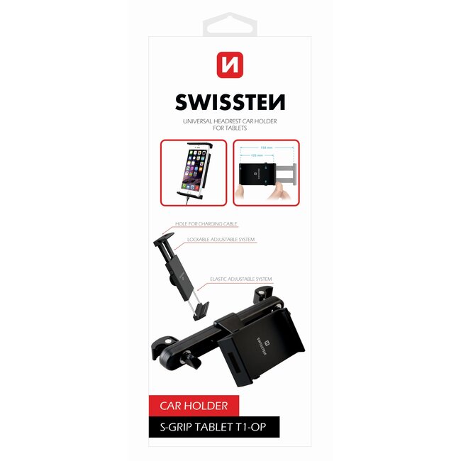 Swissten Tablethouder S-Grip T1-OP - Hoofdsteun Tablethouder - Zwart