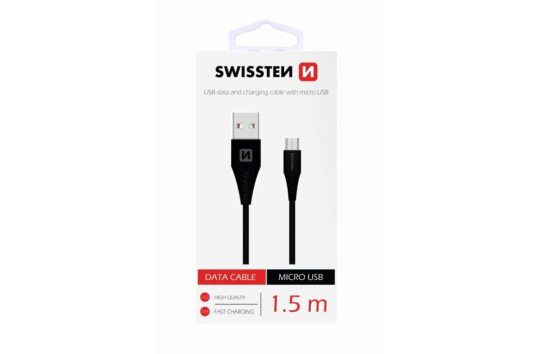 Swissten Micro USB naar USB Kabel 1,5 Meter Zwart