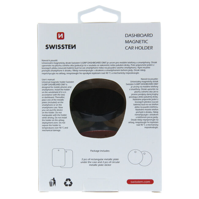 Swissten S-Grip DM7 Telefoonhouder Auto Magneet Dashboard - Zwart