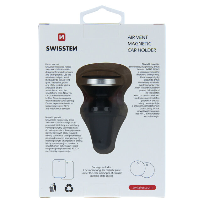 Swissten Telefoonhouder Auto Magneet Ventilatierooster AV-M9 Zilver