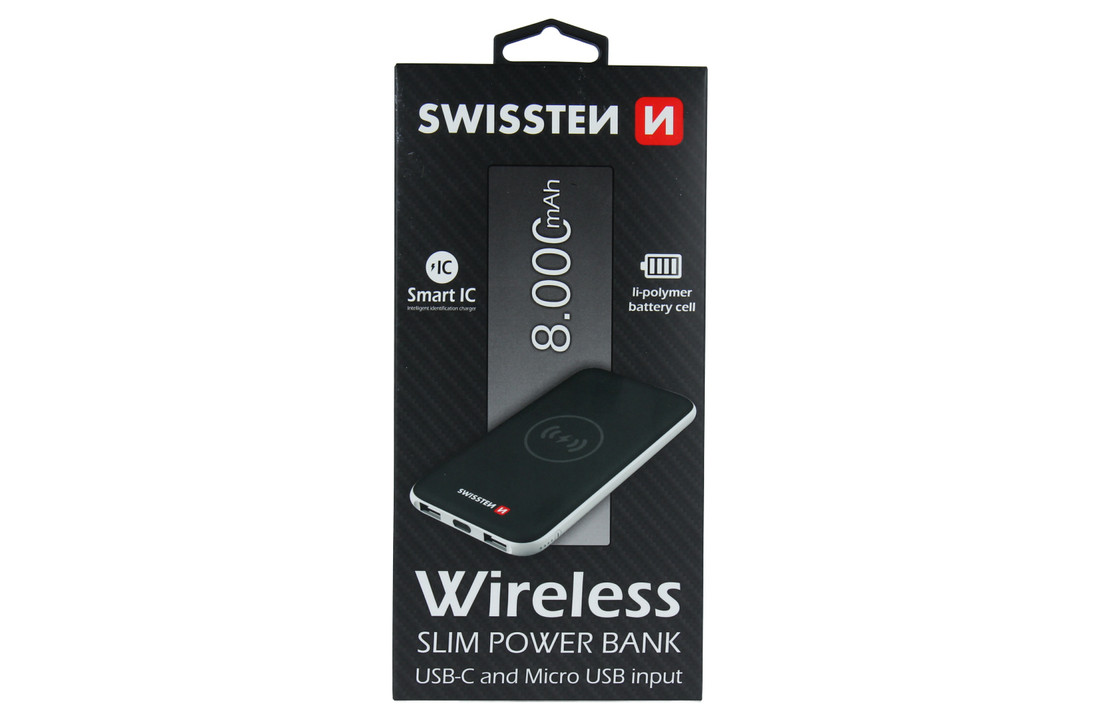 Swissten Wireless Slim Powerbank 8000 mAh USB-C Input