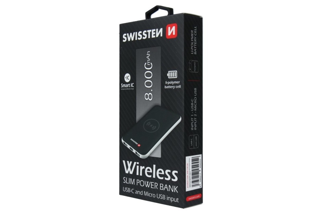 Swissten Wireless Slim Powerbank 8000 mAh USB-C Input