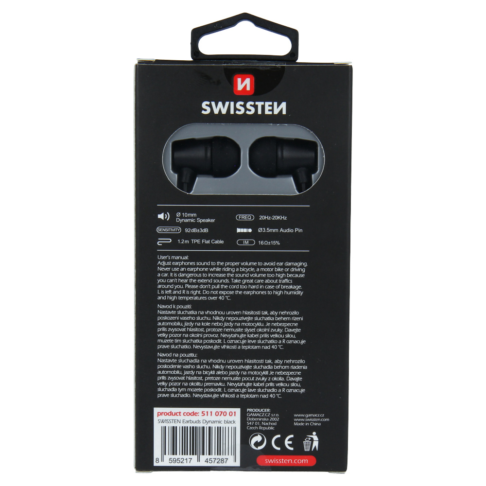 Swissten YS500 In-Ear Oordopjes - Zwart