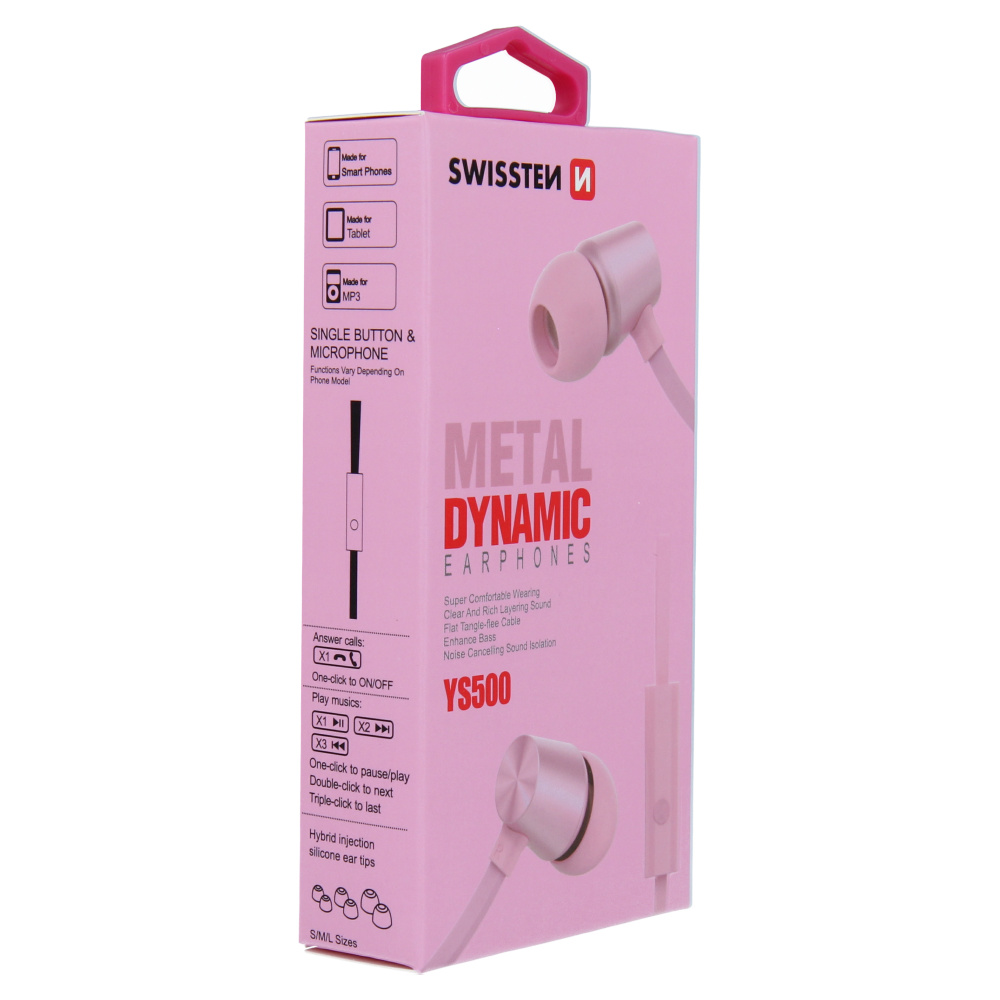 Swissten Headset Dynamic YS500 Roze/Goud